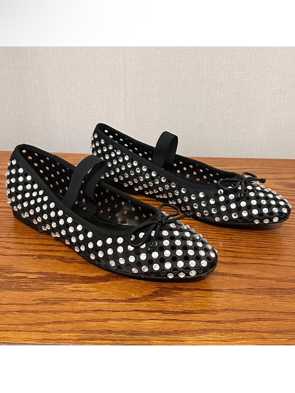 •CAPE ROBBIN• “Lauralee” Rhinestone Eyelet Bow Ballet Flats - Black // NIB - Picture 13 of 13